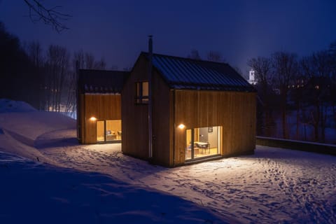 Property building, Night, Winter