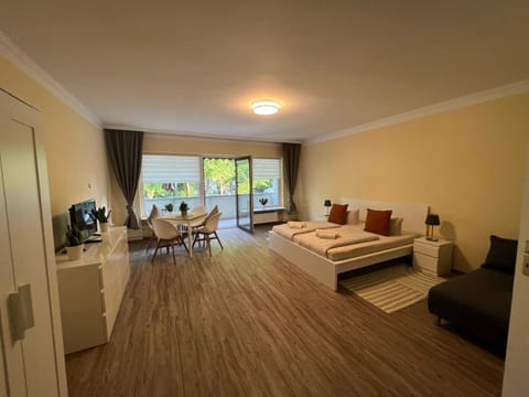 Bed, TV and multimedia, Living room, Photo of the whole room, Seating area, Dining area