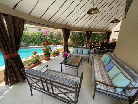 Seating area, Dining area, Pool view, Swimming pool, sunbed