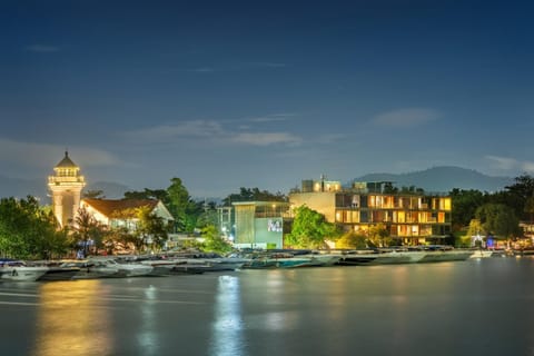 Property building, Night, Beach