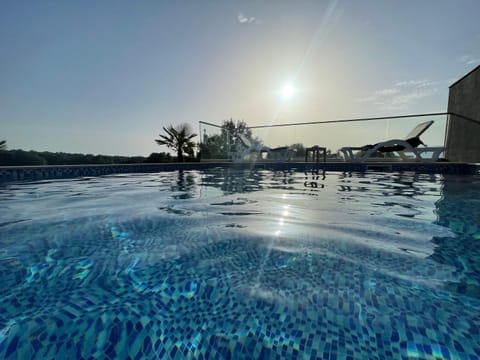 Pool view, Swimming pool, Sunset, sunbed