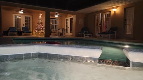 Night, Pool view, Swimming pool