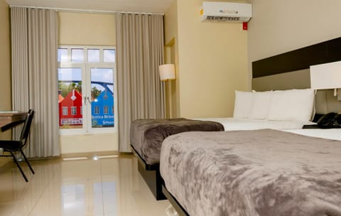 Bed, View (from property/room), Seating area, Bedroom, City view, air conditioner