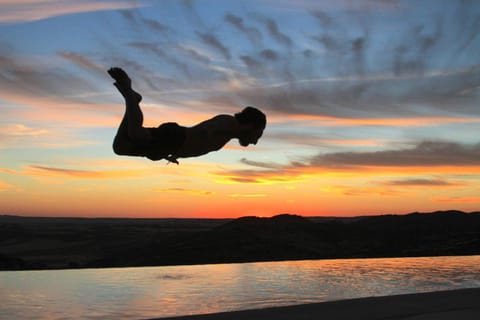 Natural landscape, Swimming pool, Sunset