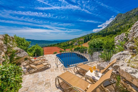 Patio, Day, Natural landscape, Mountain view, Pool view, Swimming pool, sunbed