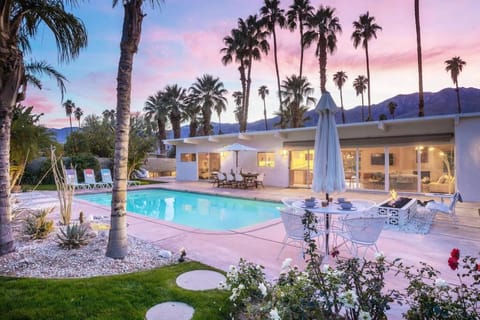 Property building, Swimming pool, Sunset