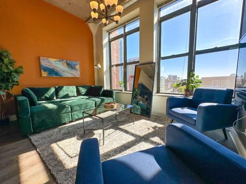 Living room, Seating area, City view, City view