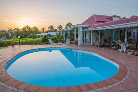 Property building, Swimming pool, Sunset