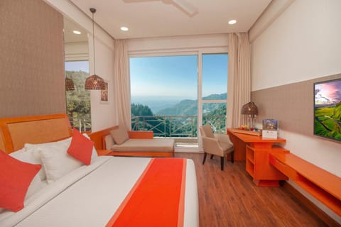 Natural landscape, Seating area, Bedroom, Mountain view