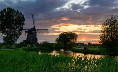 Mondriaanmolen, a real Windmill close to Amsterdam House in South Holland (province)