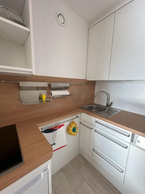 Kitchen or kitchenette, dishwasher, stove