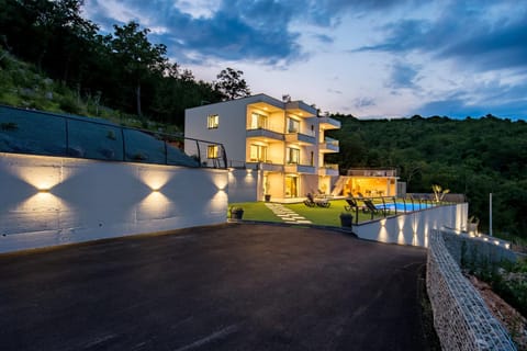 Night, Summer, On site, Pool view