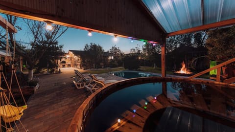 Night, Pool view, Swimming pool