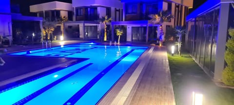 Night, Pool view, Swimming pool