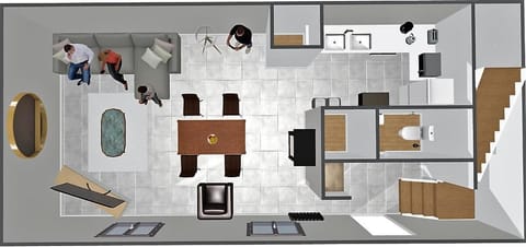 Kitchen or kitchenette, Living room, Floor plan