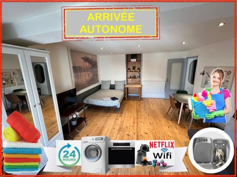 Bed, TV and multimedia, Coffee/tea facilities, Living room, Photo of the whole room, Decorative detail, Seating area, Bedroom, hair dryier, heating, internet, microwave, oven, stove, toaster, towels, washing machine
