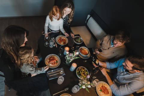 Dining area, group of guests