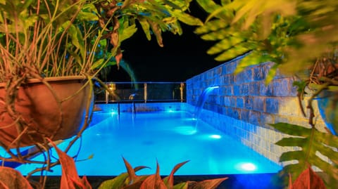 Night, Pool view, Swimming pool