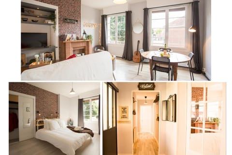 Bed, Living room, Dining area
