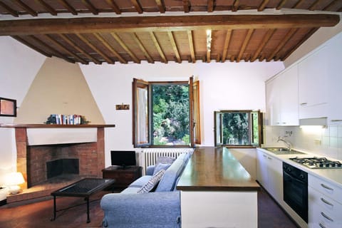 Kitchen or kitchenette, Living room, Seating area, Dining area