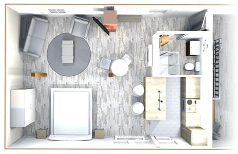 Photo of the whole room, Floor plan