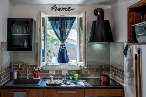 Kitchen or kitchenette, stove