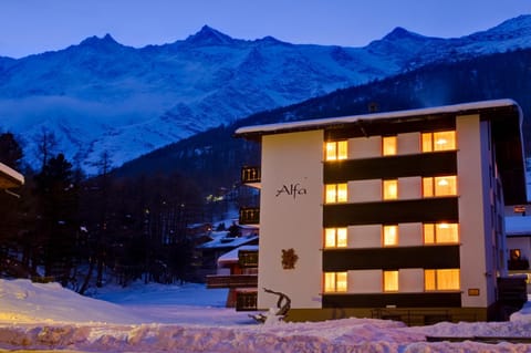 Property building, Night, Winter