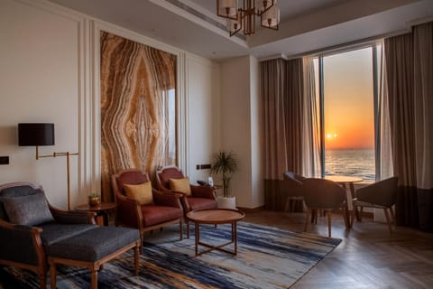 Living room, Seating area, Sea view, Sunset