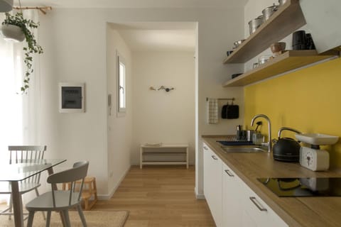 Kitchen or kitchenette, stove