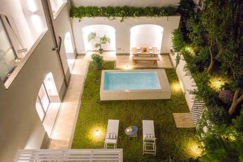 Patio, Night, Garden, Seating area, Swimming pool, Swimming pool