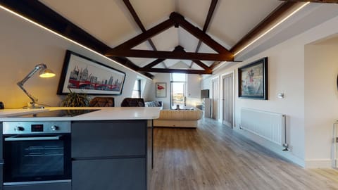 Kitchen or kitchenette, stove