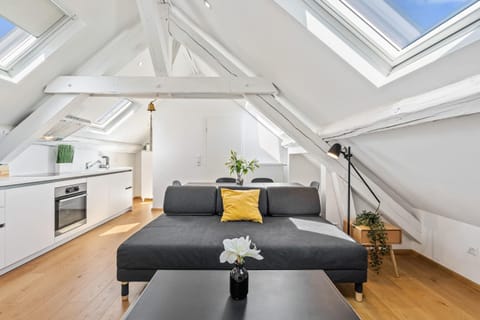 Kitchen or kitchenette, Living room, Seating area, Dining area, stove