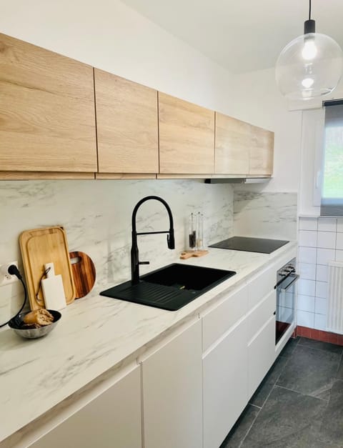 Kitchen or kitchenette, stove