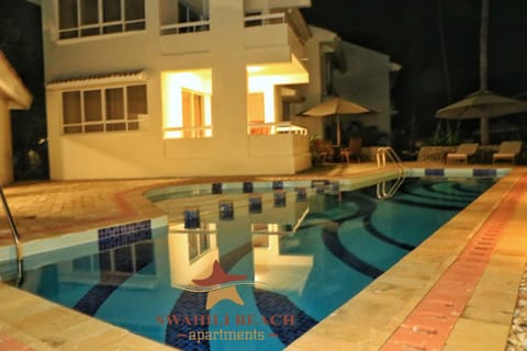 Property building, Night, Pool view, Swimming pool