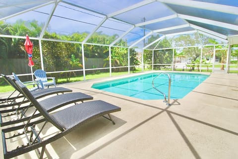 Patio, Pool view, Swimming pool, sunbed