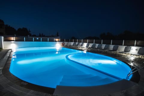 Night, Pool view, Swimming pool, Swimming pool