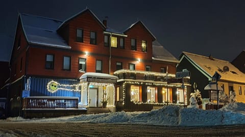 Property building, Night, Winter