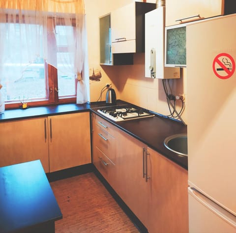 Kitchen or kitchenette, stove