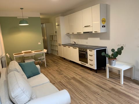 Kitchen or kitchenette, Living room, Seating area, Dining area