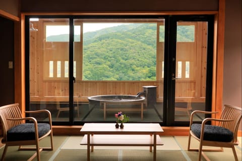 Hot Spring Bath, View (from property/room), Photo of the whole room, Decorative detail, Mountain view, Area and facilities, Open Air Bath