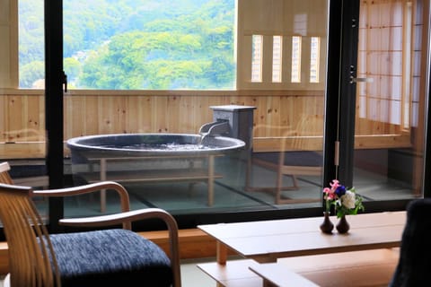 Hot Spring Bath, View (from property/room), Photo of the whole room, Decorative detail, Mountain view, Area and facilities, Open Air Bath