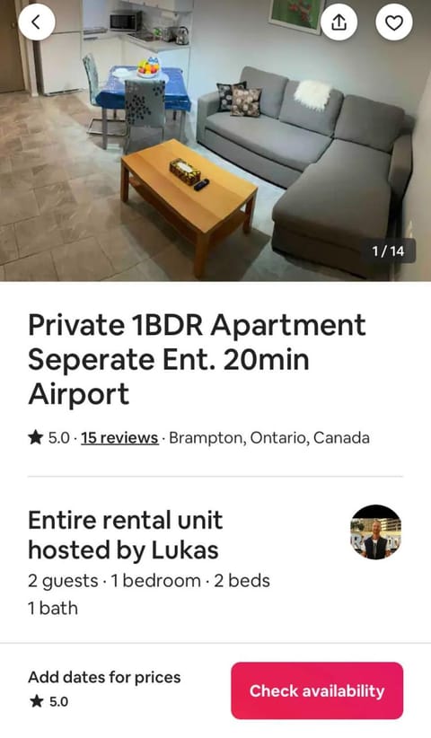 Fresh Private Apartment Lower level- 2 beds Condo in Brampton