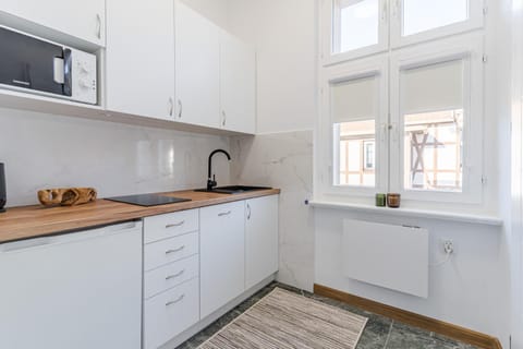 Kitchen or kitchenette, stove