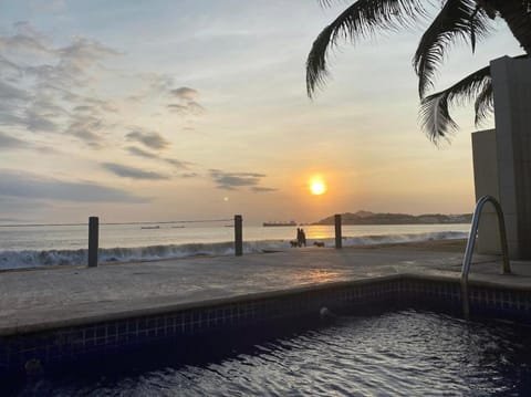 Natural landscape, Swimming pool, Sunset