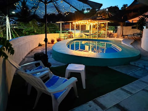 Night, Pool view, Swimming pool