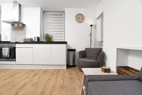 Kitchen or kitchenette, Living room, Seating area