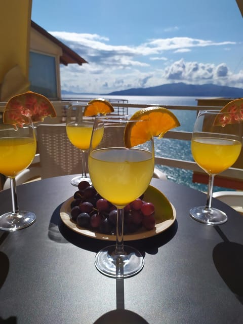 Property building, Day, View (from property/room), Balcony/Terrace, Mountain view, Sea view, Drinks