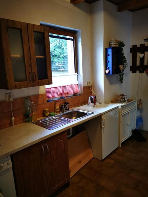 Kitchen or kitchenette, stove