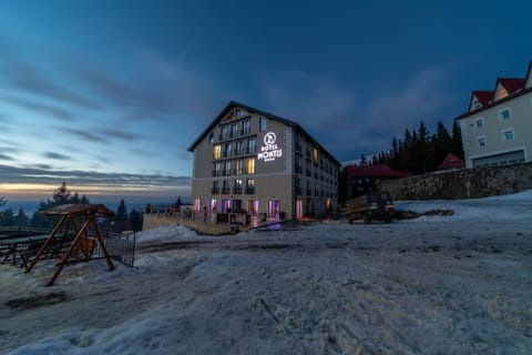 Property building, Night, Winter