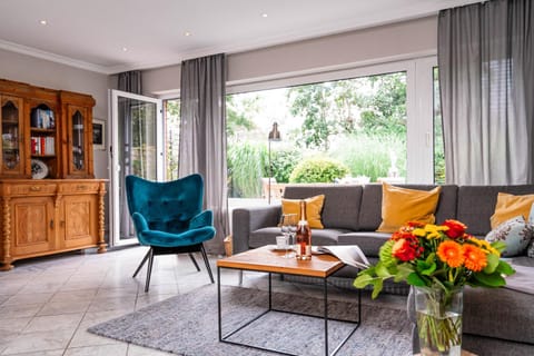 Living room, Seating area, Garden view